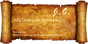 Járovics Orsika névjegykártya